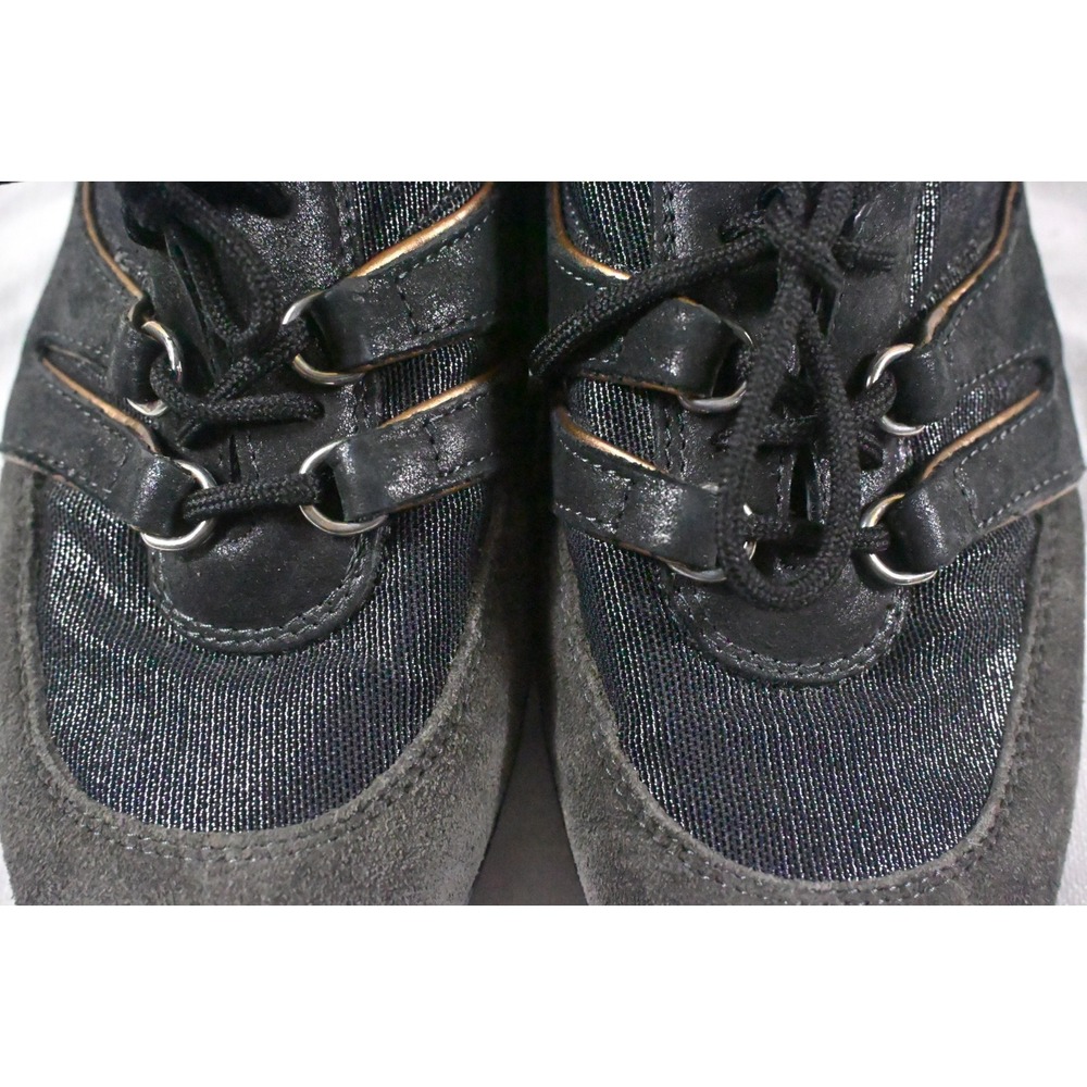 Sesto Meucci Pewter Metallic Suede Oxford Comfort Flats Lace Up Italy Sz 7.5 AA - Picture 4 of 11